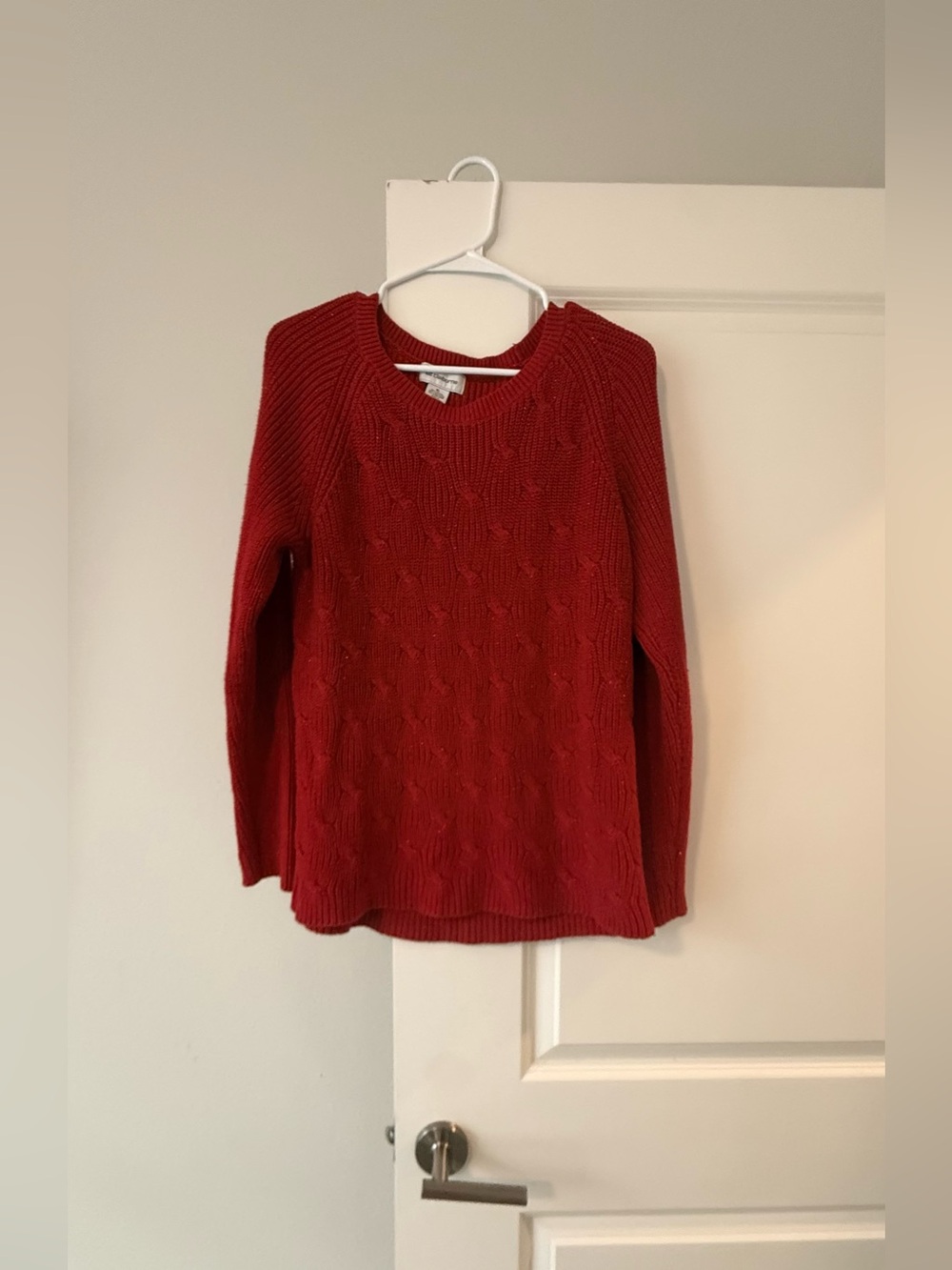 Liz Claiborne Red Cable Knit Crewneck Sweater